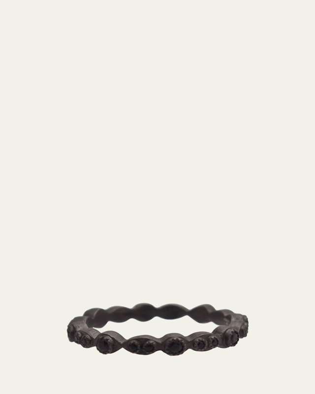 New World Scalloped Ring with Black Sapphires, Size 6-8